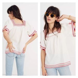 Madewell Embroidered Sandblossom Top Boxy Blouse Sz S